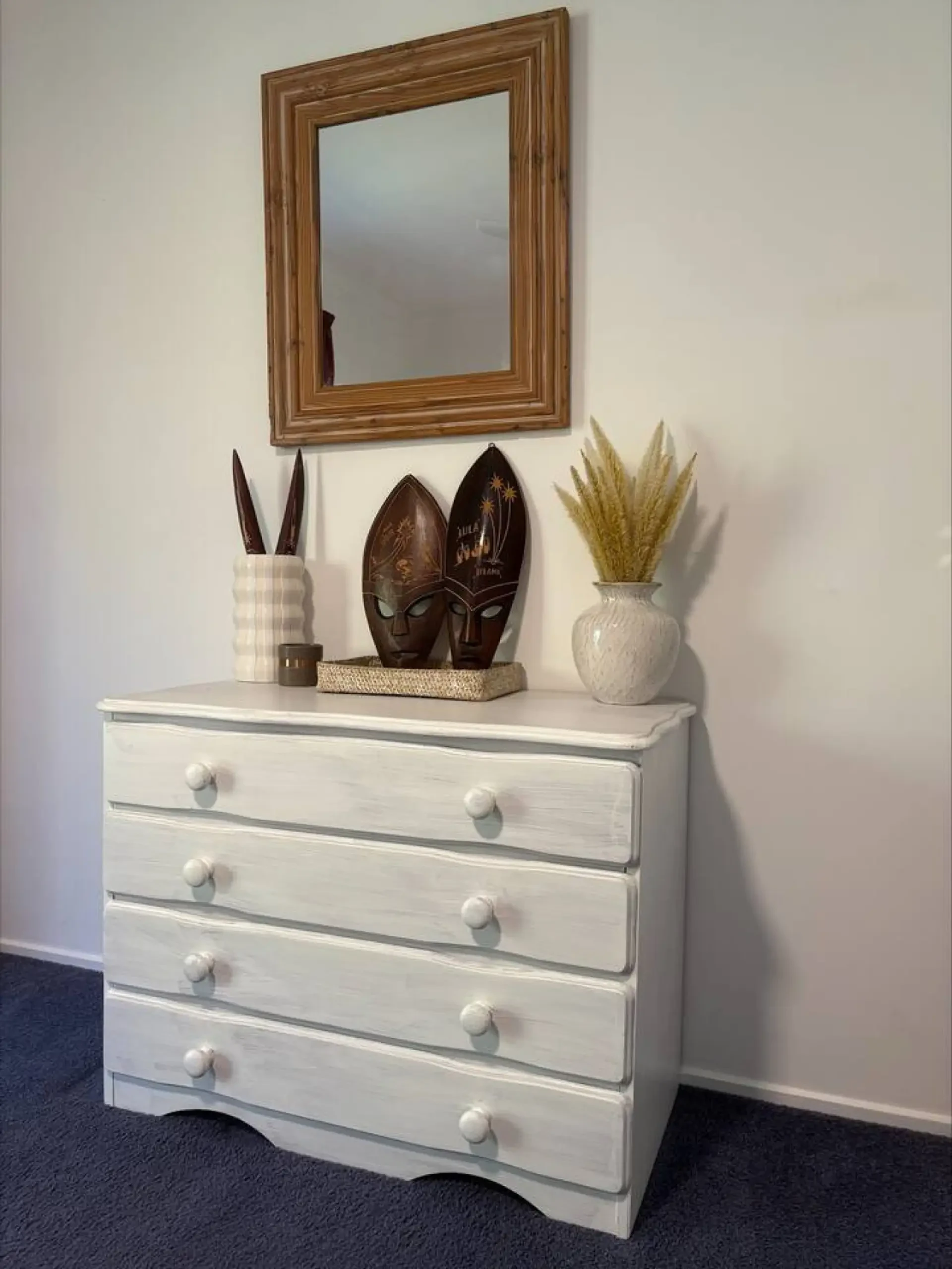Pine Lea Lodge dresser with mirror and decor