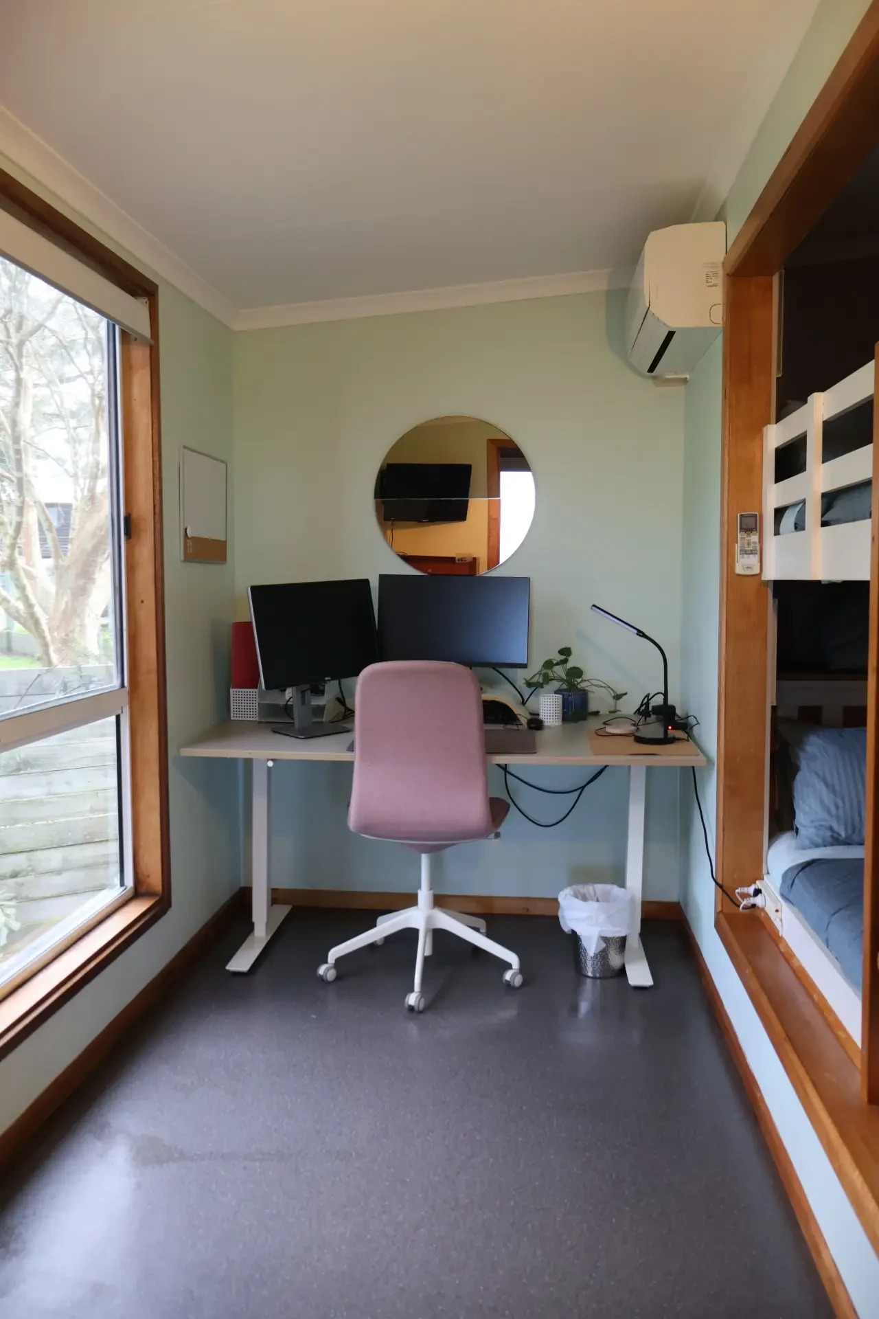 Far View bedroom with bunk beds and work desk