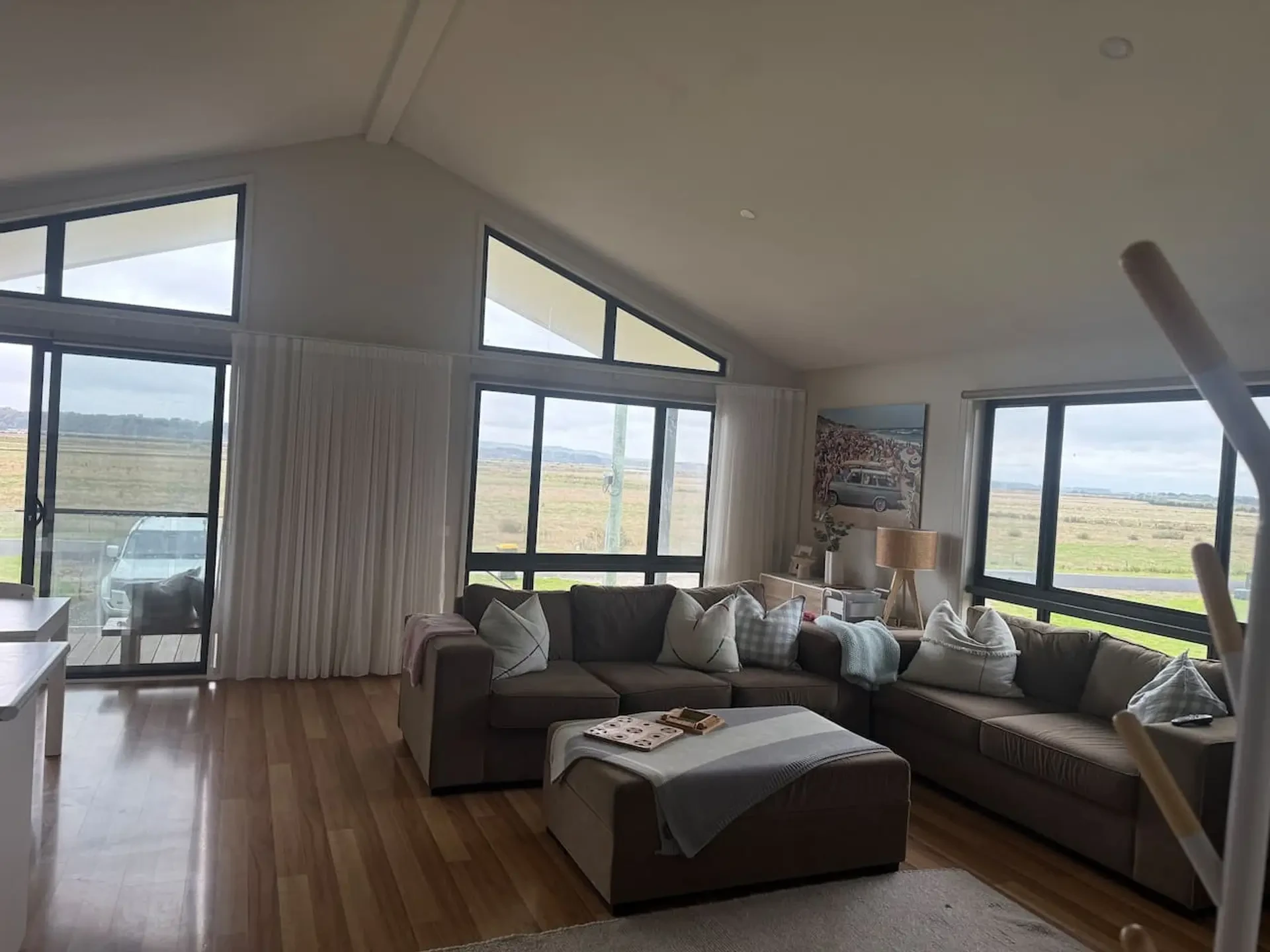Lancaster Lodge open plan living room with panoramic rural views