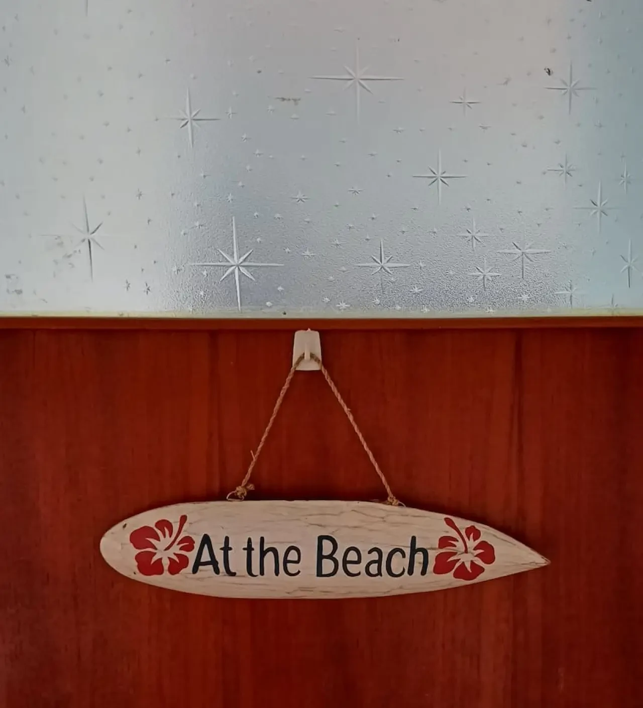 Ocean Blue — At the Beach surfboard sign