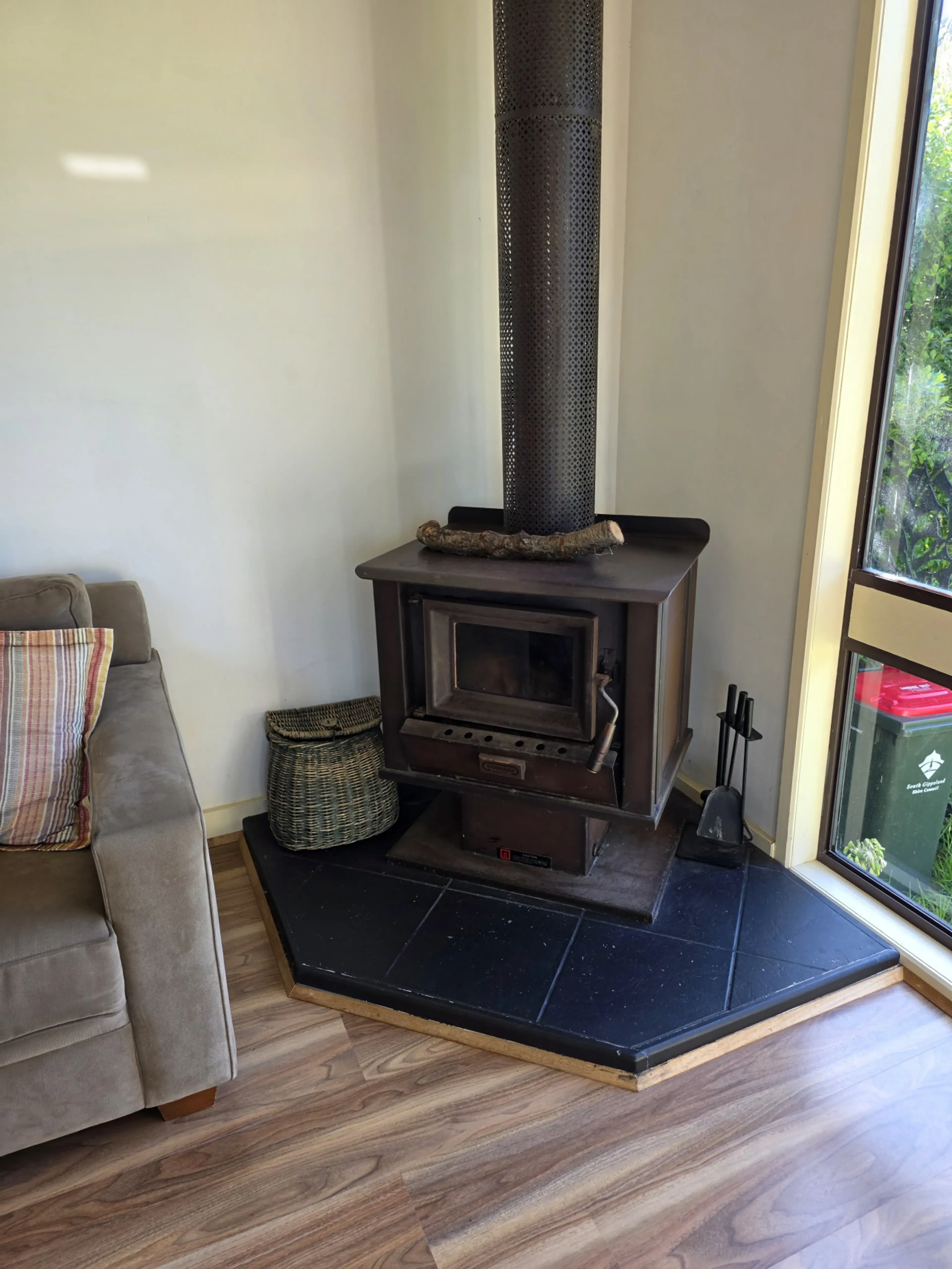 Wood fire stove in living room